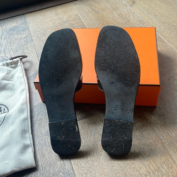 Hermès Oran Sandal Noir Piqures Ecrues (Black) Size 39 1/2  100% Authentic! - Picture 11 of 11